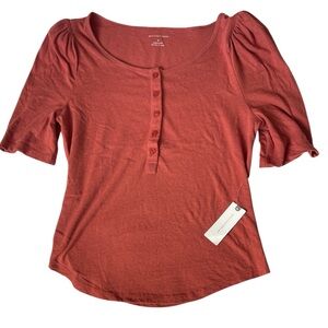 Anthropologie Terracotta Short Sleeve Top Size Small